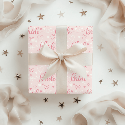 Blushing Bride Bows & Hearts – Bridal Shower Wrapping Paper