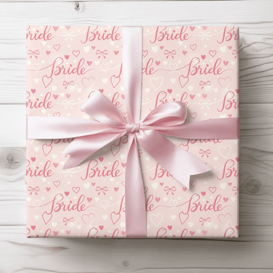 Blushing Bride Bows & Hearts – Bridal Shower Wrapping Paper