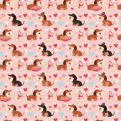 Valentine Dachshund Wrapping Paper Roll — Cute Dogs & Love Letters Gift Wrap