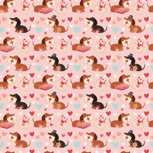 Valentine Dachshund Wrapping Paper Roll — Cute Dogs & Love Letters Gift Wrap