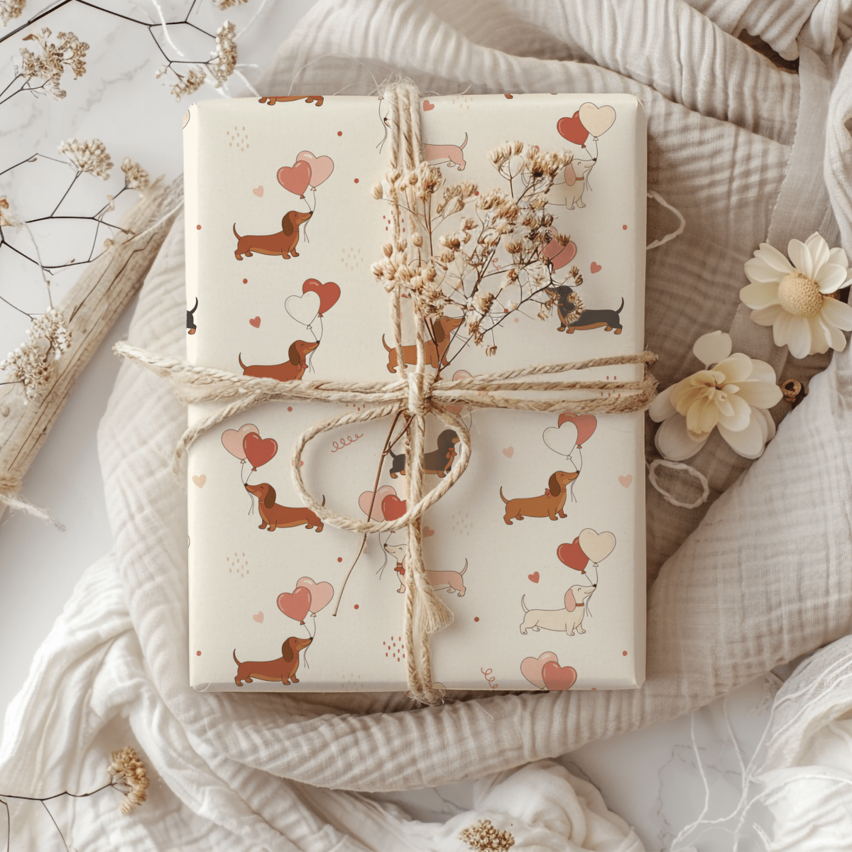 Love Letters & Long Dogs – Dachshund Valentine Wrapping Paper