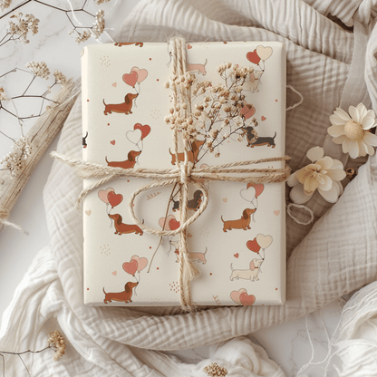 Love Letters & Long Dogs – Dachshund Valentine Wrapping Paper