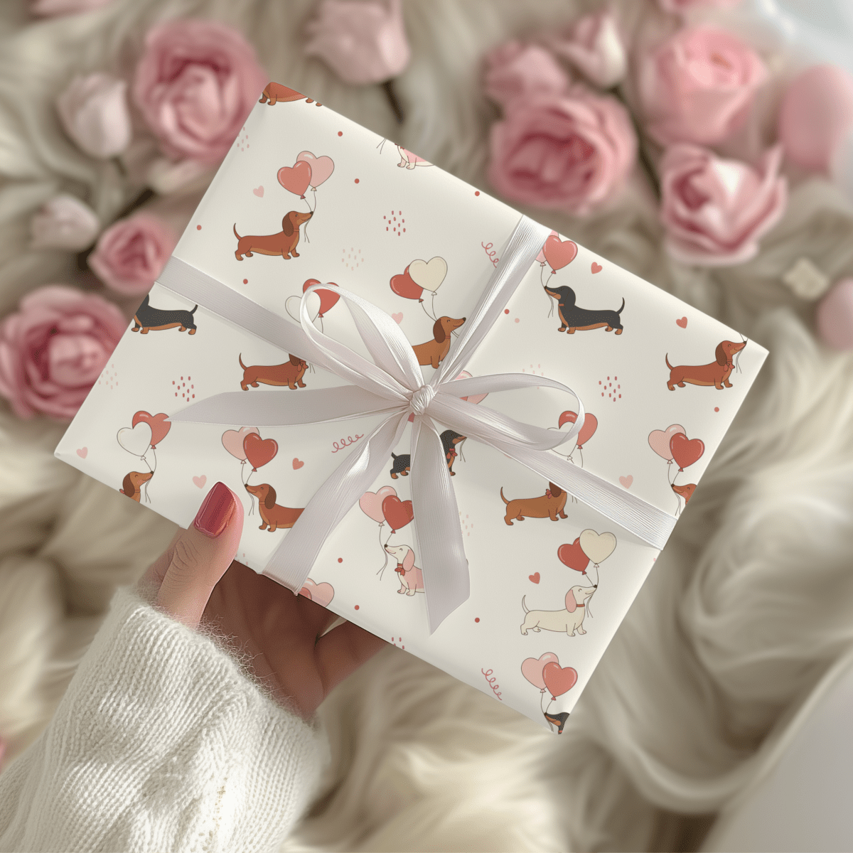 Love Letters & Long Dogs – Dachshund Valentine Wrapping Paper