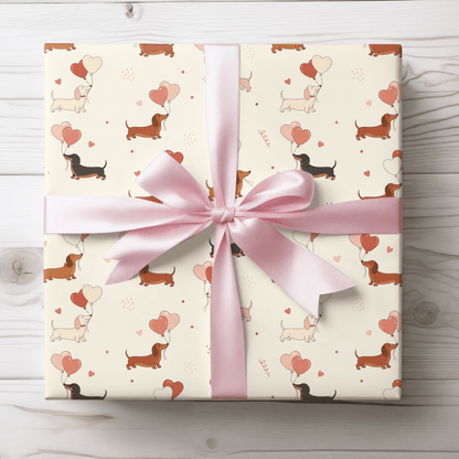 Love Letters & Long Dogs – Dachshund Valentine Wrapping Paper