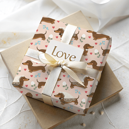 Happily Ever After & Very Long Aisles – Dachshund Wedding Wrapping Paper