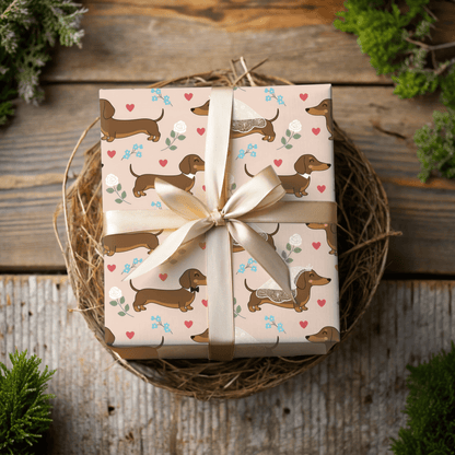 Happily Ever After & Very Long Aisles – Dachshund Wedding Wrapping Paper