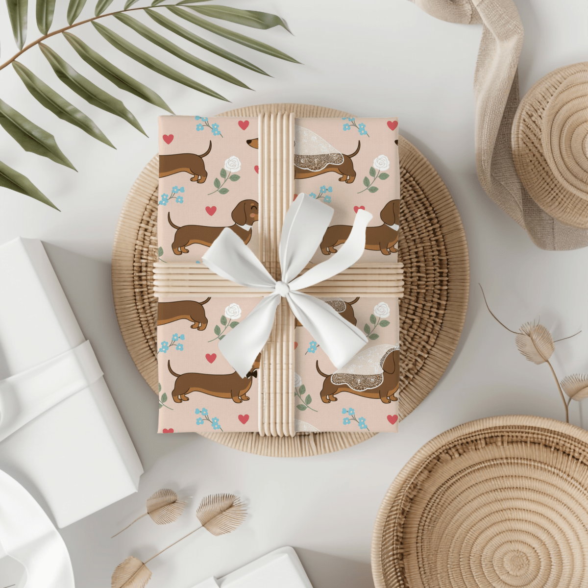 Happily Ever After & Very Long Aisles – Dachshund Wedding Wrapping Paper
