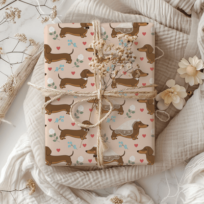 Happily Ever After & Very Long Aisles – Dachshund Wedding Wrapping Paper