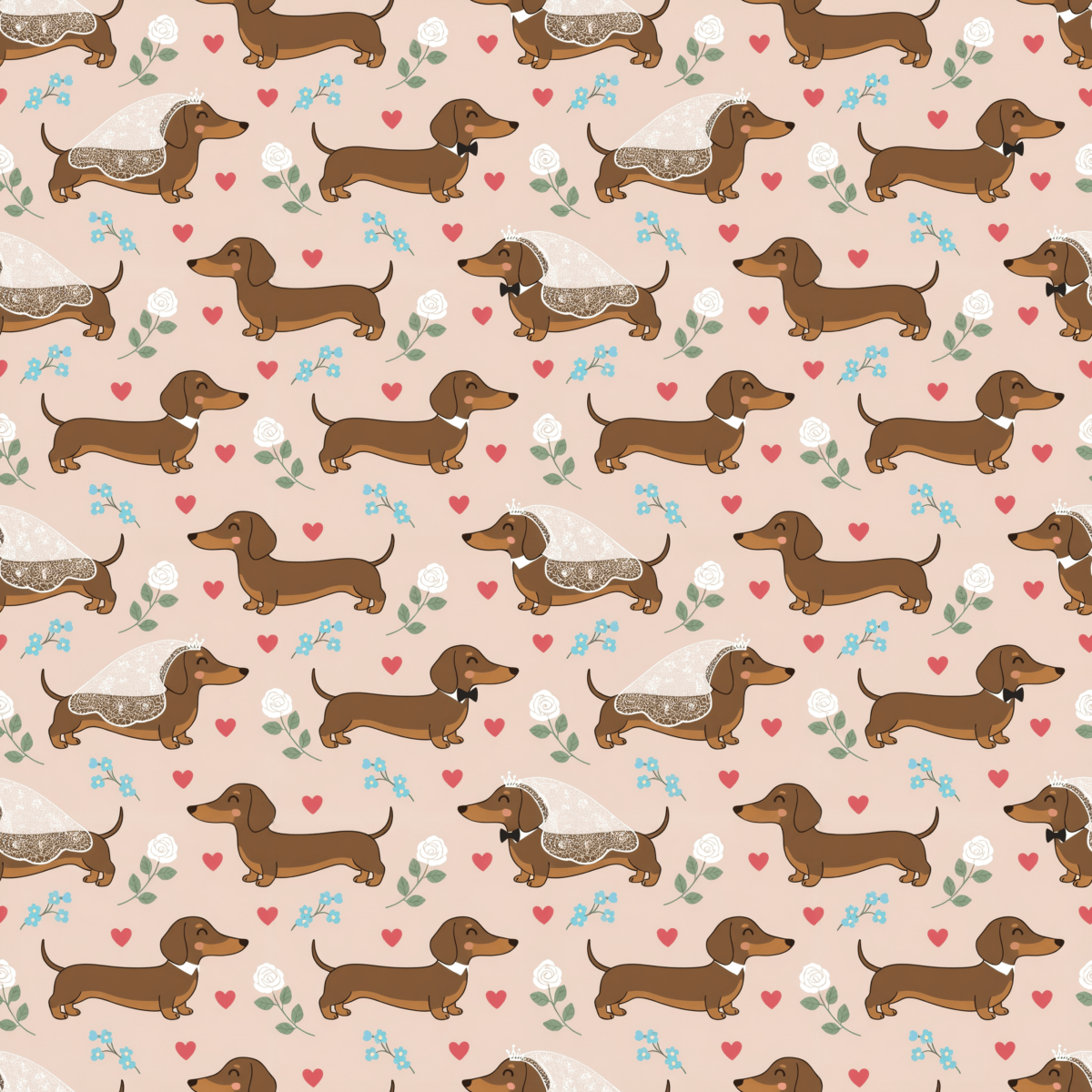 Happily Ever After & Very Long Aisles – Dachshund Wedding Wrapping Paper