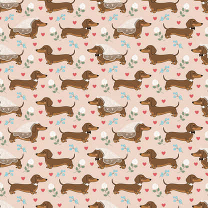 Happily Ever After & Very Long Aisles – Dachshund Wedding Wrapping Paper