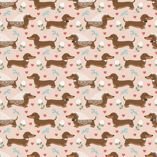 Happily Ever After & Very Long Aisles – Dachshund Wedding Wrapping Paper