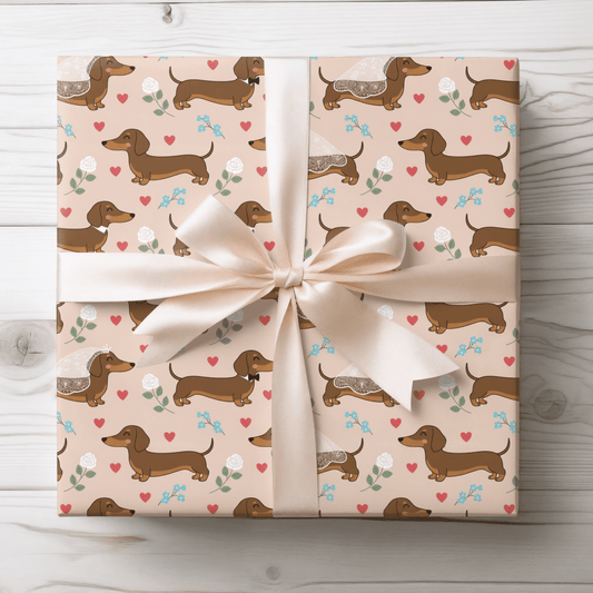 Happily Ever After & Very Long Aisles – Dachshund Wedding Wrapping Paper