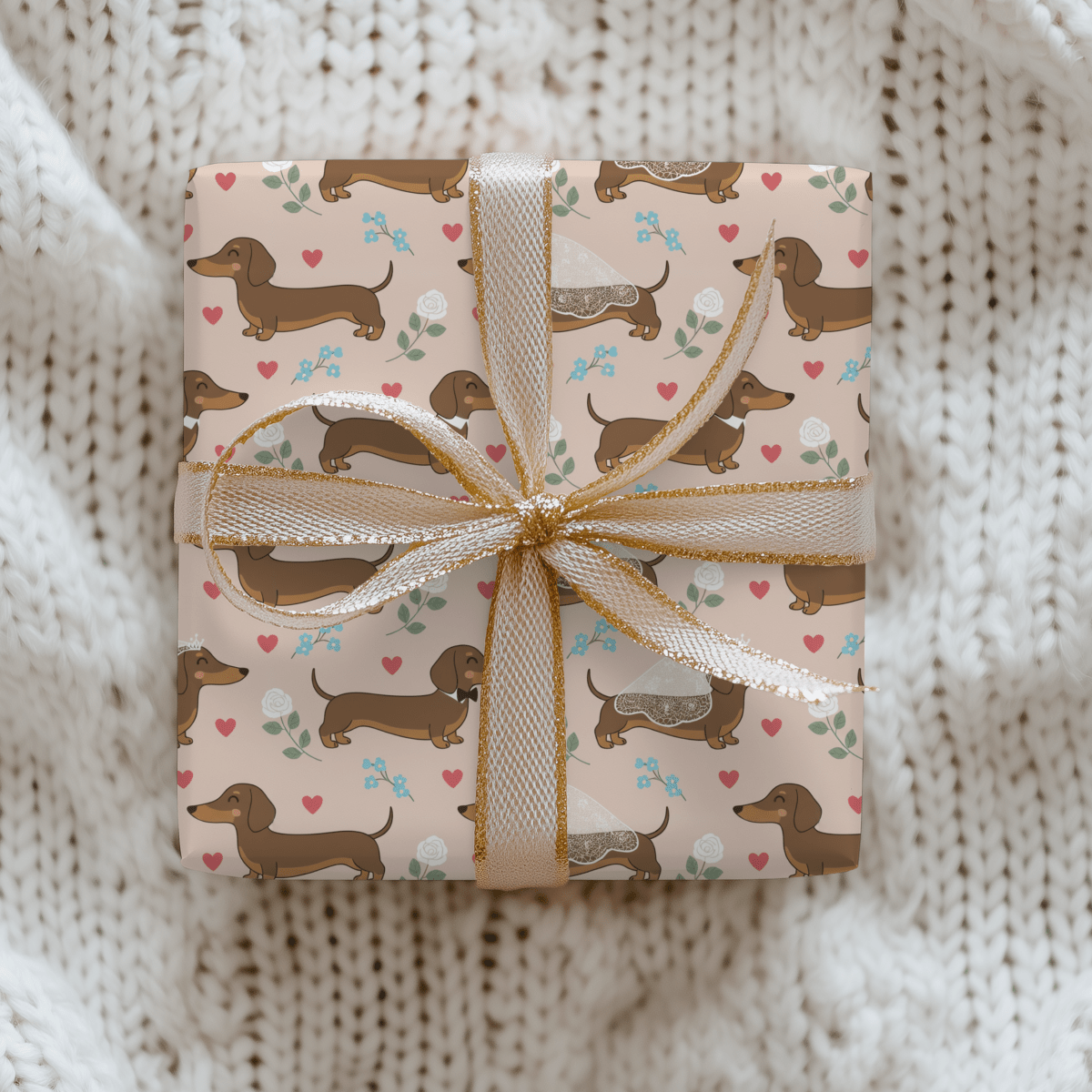 Happily Ever After & Very Long Aisles – Dachshund Wedding Wrapping Paper
