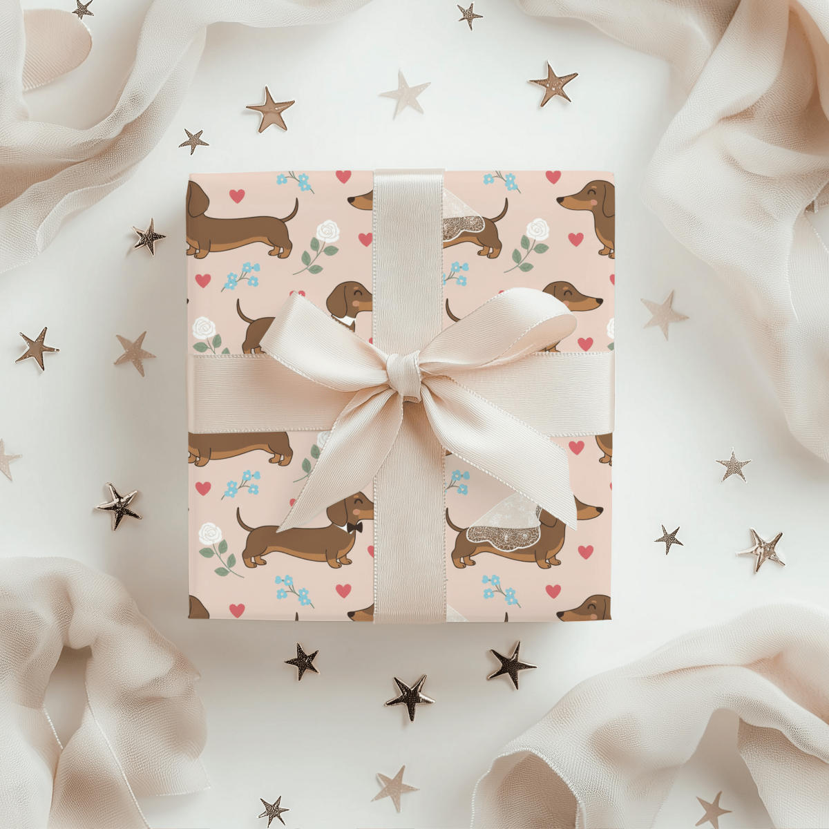 Happily Ever After & Very Long Aisles – Dachshund Wedding Wrapping Paper