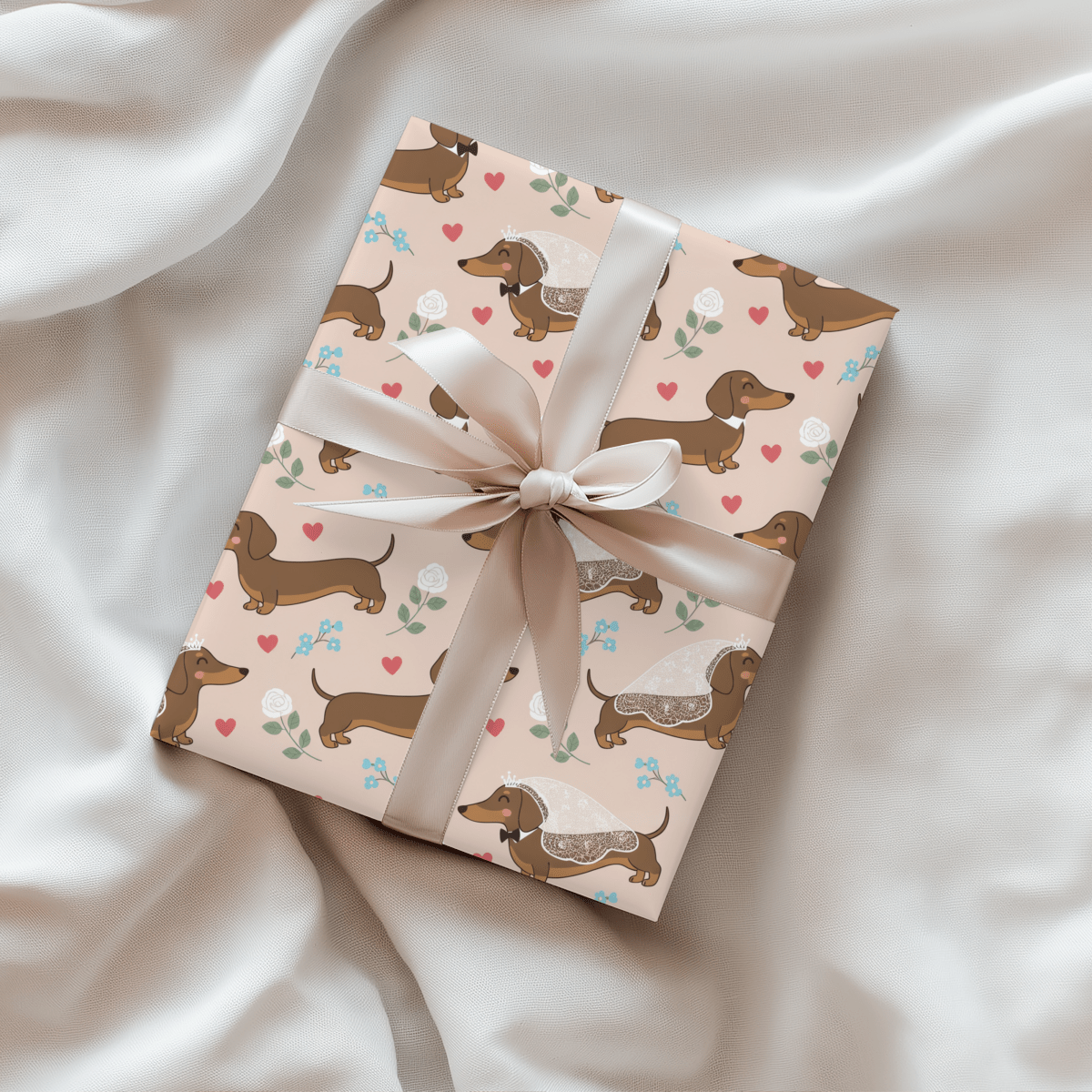 Happily Ever After & Very Long Aisles – Dachshund Wedding Wrapping Paper