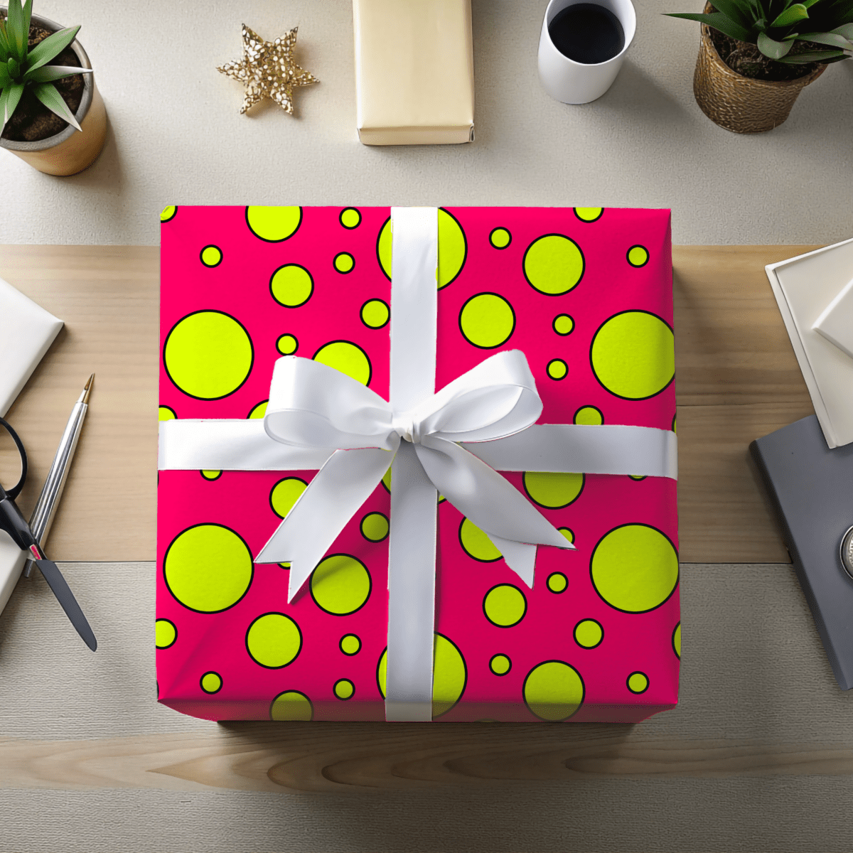 Pop Fizz Dots – Bold Neon Polka Dot Wrapping Paper