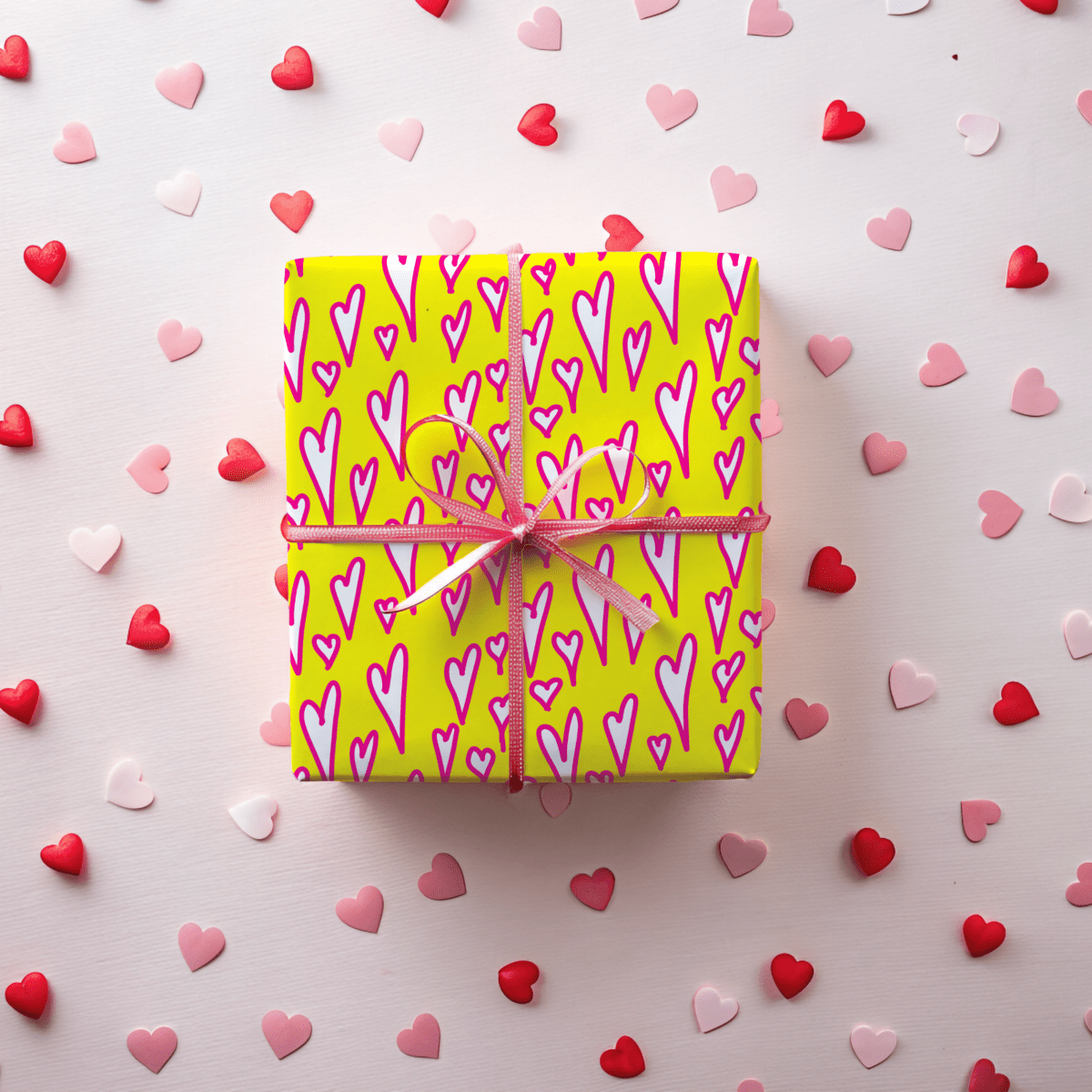 Love Loud – Neon Heart Scribble Wrapping Paper