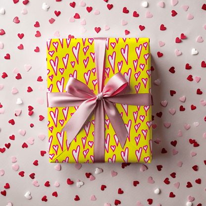 Love Loud – Neon Heart Scribble Wrapping Paper
