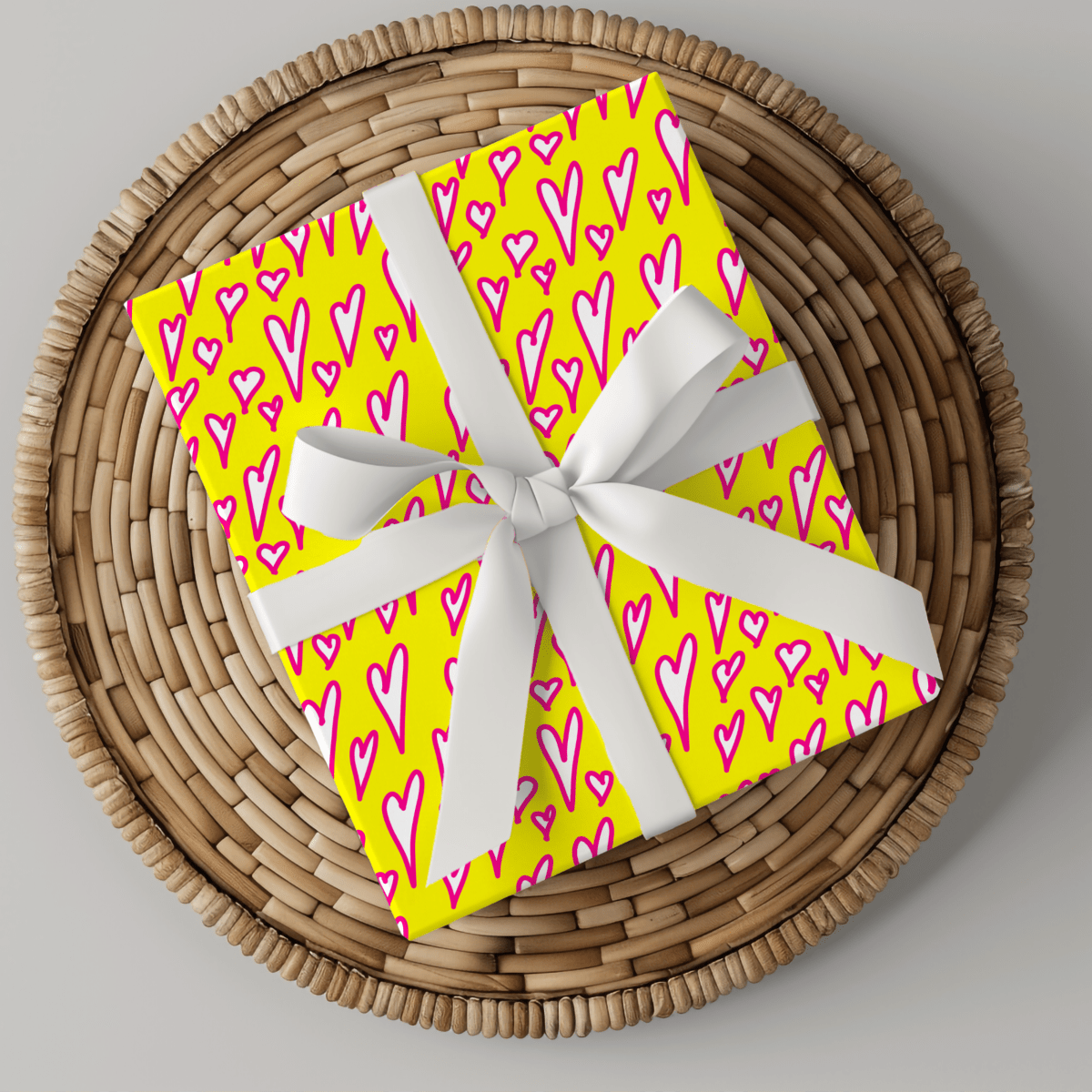 Love Loud – Neon Heart Scribble Wrapping Paper