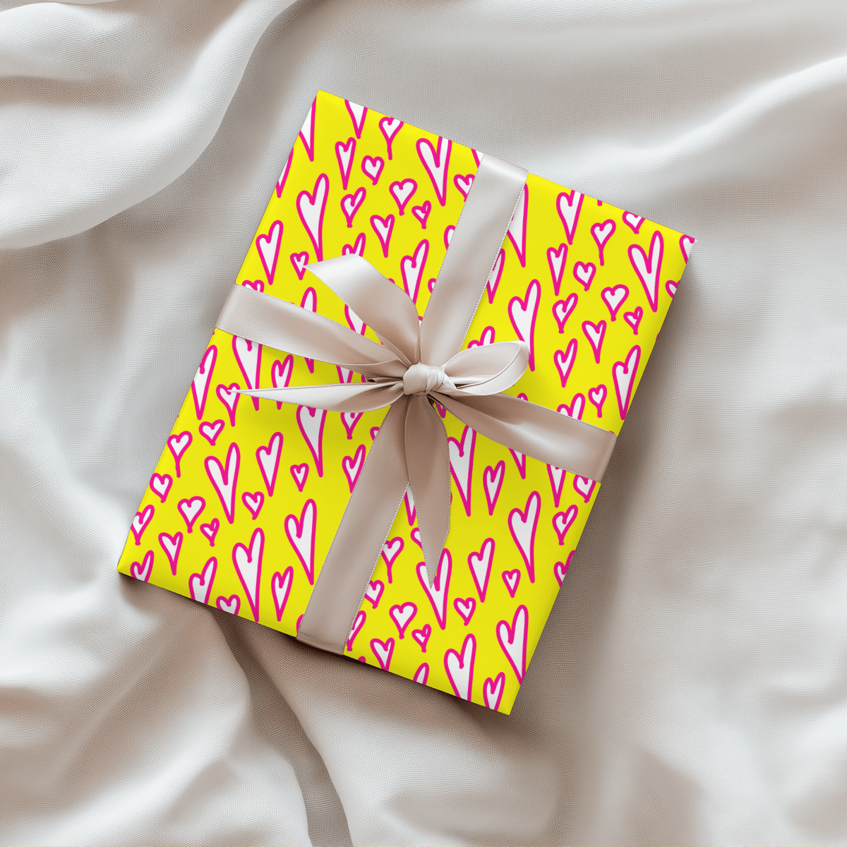 Love Loud – Neon Heart Scribble Wrapping Paper