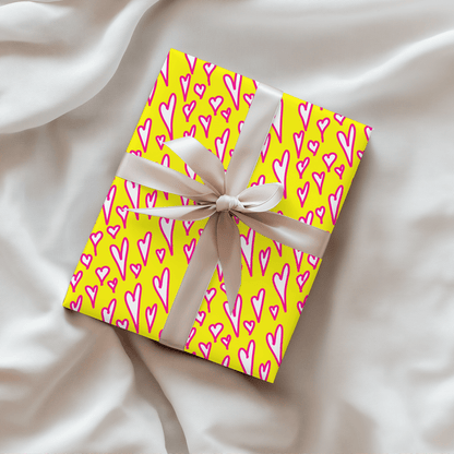 Love Loud – Neon Heart Scribble Wrapping Paper