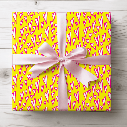 Love Loud – Neon Heart Scribble Wrapping Paper