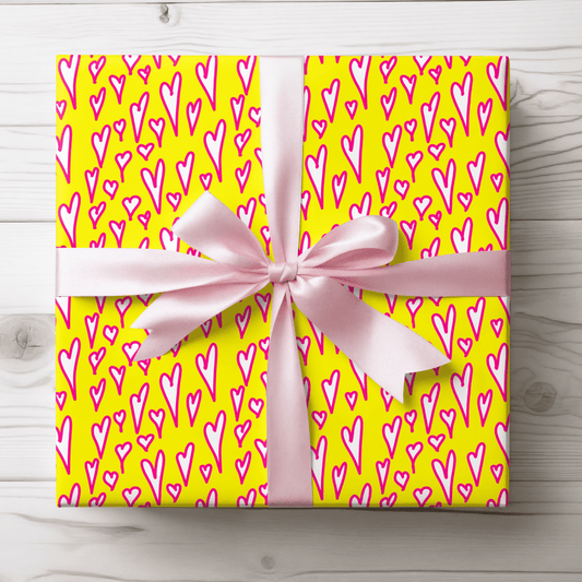 Love Loud – Neon Heart Scribble Wrapping Paper
