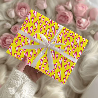 Love Loud – Neon Heart Scribble Wrapping Paper