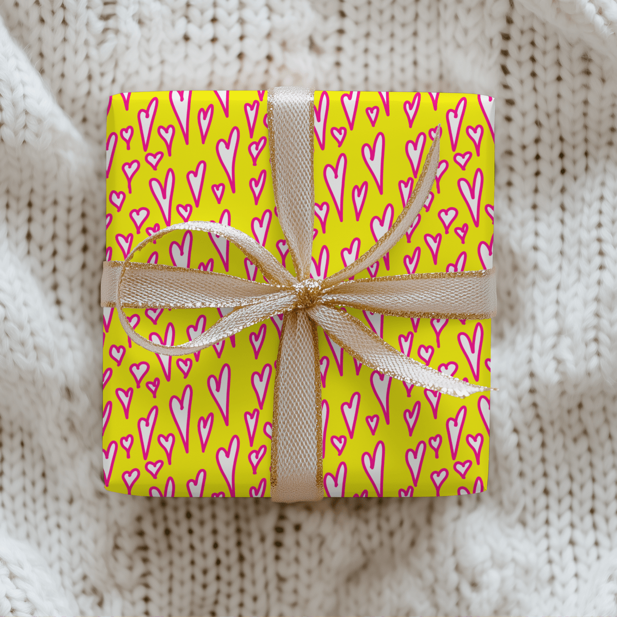 Love Loud – Neon Heart Scribble Wrapping Paper