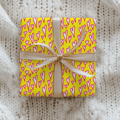 Love Loud – Neon Heart Scribble Wrapping Paper