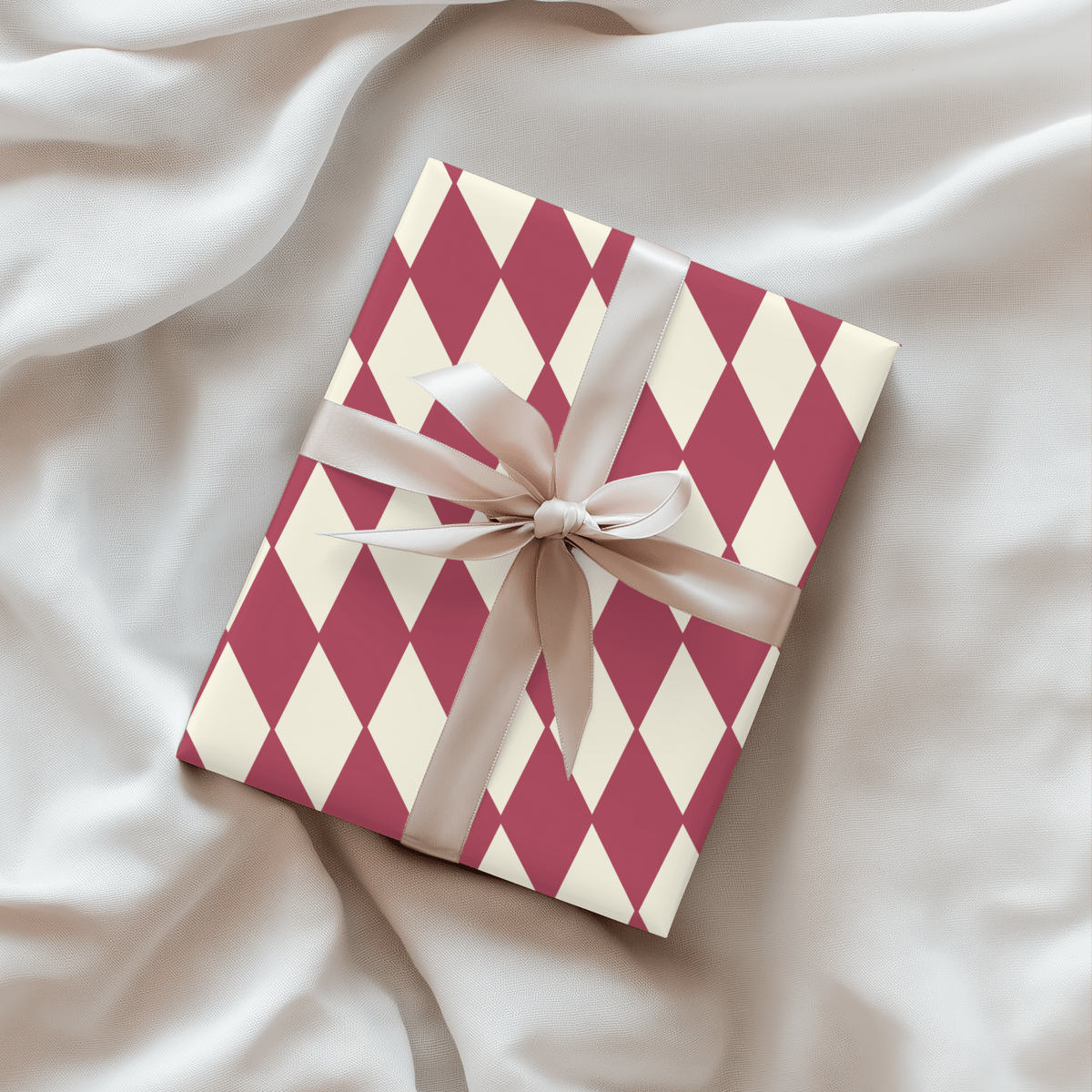 Crimson Harlequin Charm – Classic Diamond Wrapping Paper