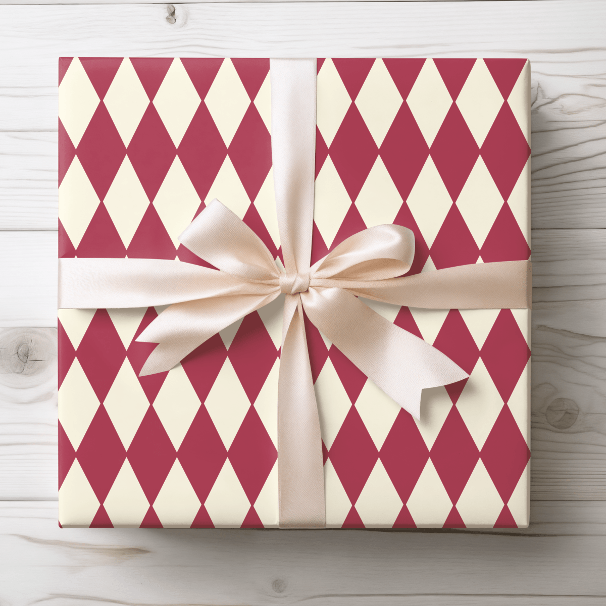 Crimson Harlequin Charm – Classic Diamond Wrapping Paper