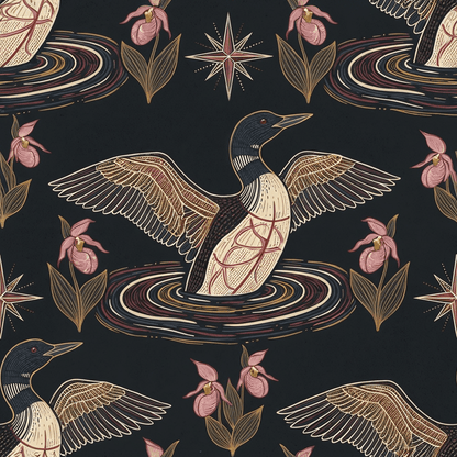 Loon, Lady Slippers and North Star Wrapping Paper