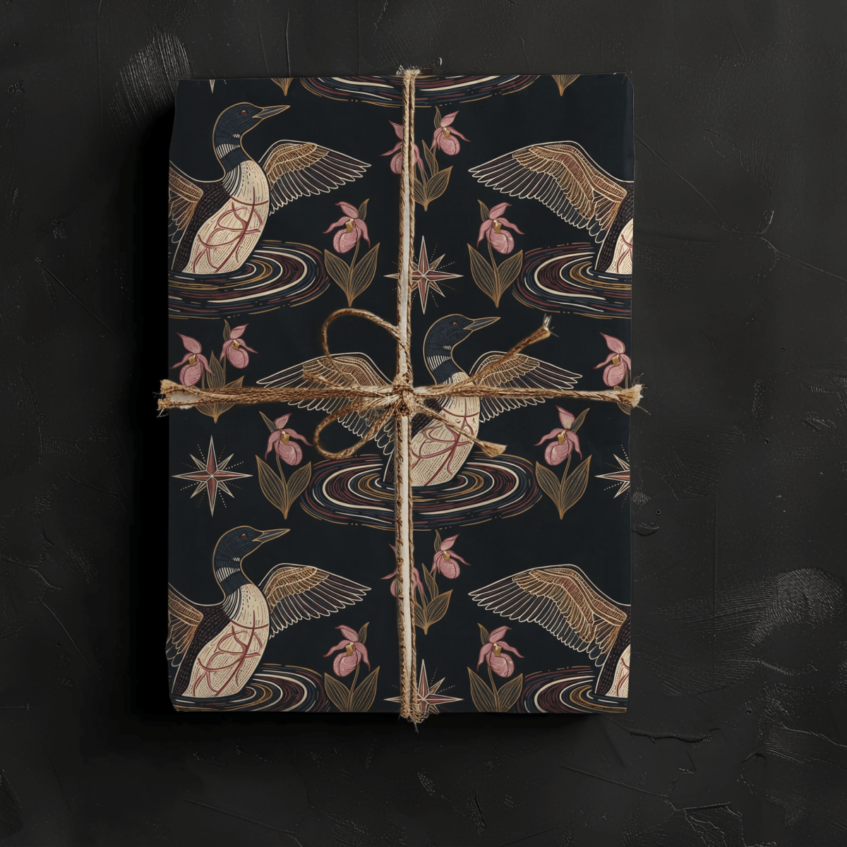 Loon, Lady Slippers and North Star Wrapping Paper
