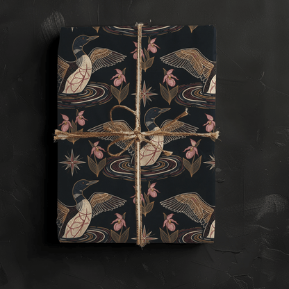 Loon, Lady Slippers and North Star Wrapping Paper