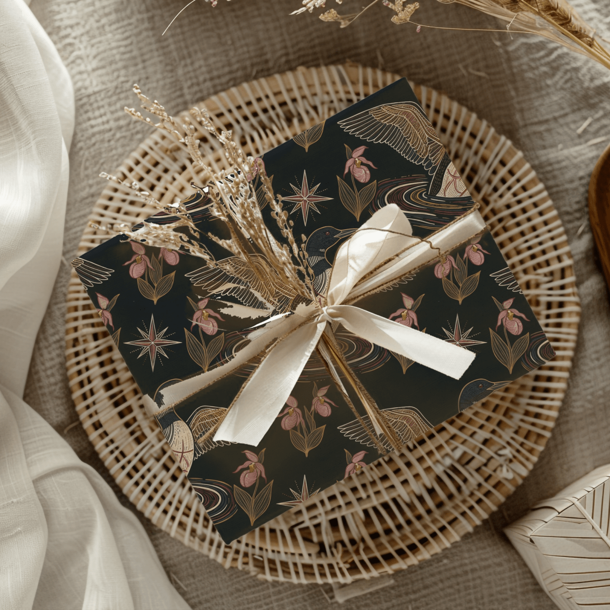 Loon, Lady Slippers and North Star Wrapping Paper