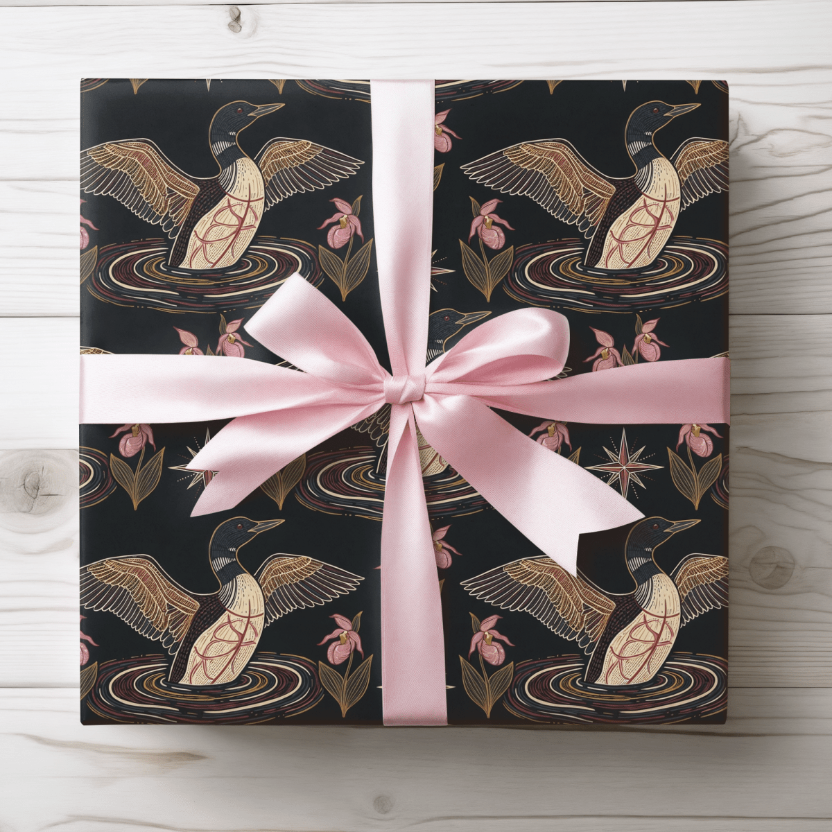 Loon, Lady Slippers and North Star Wrapping Paper