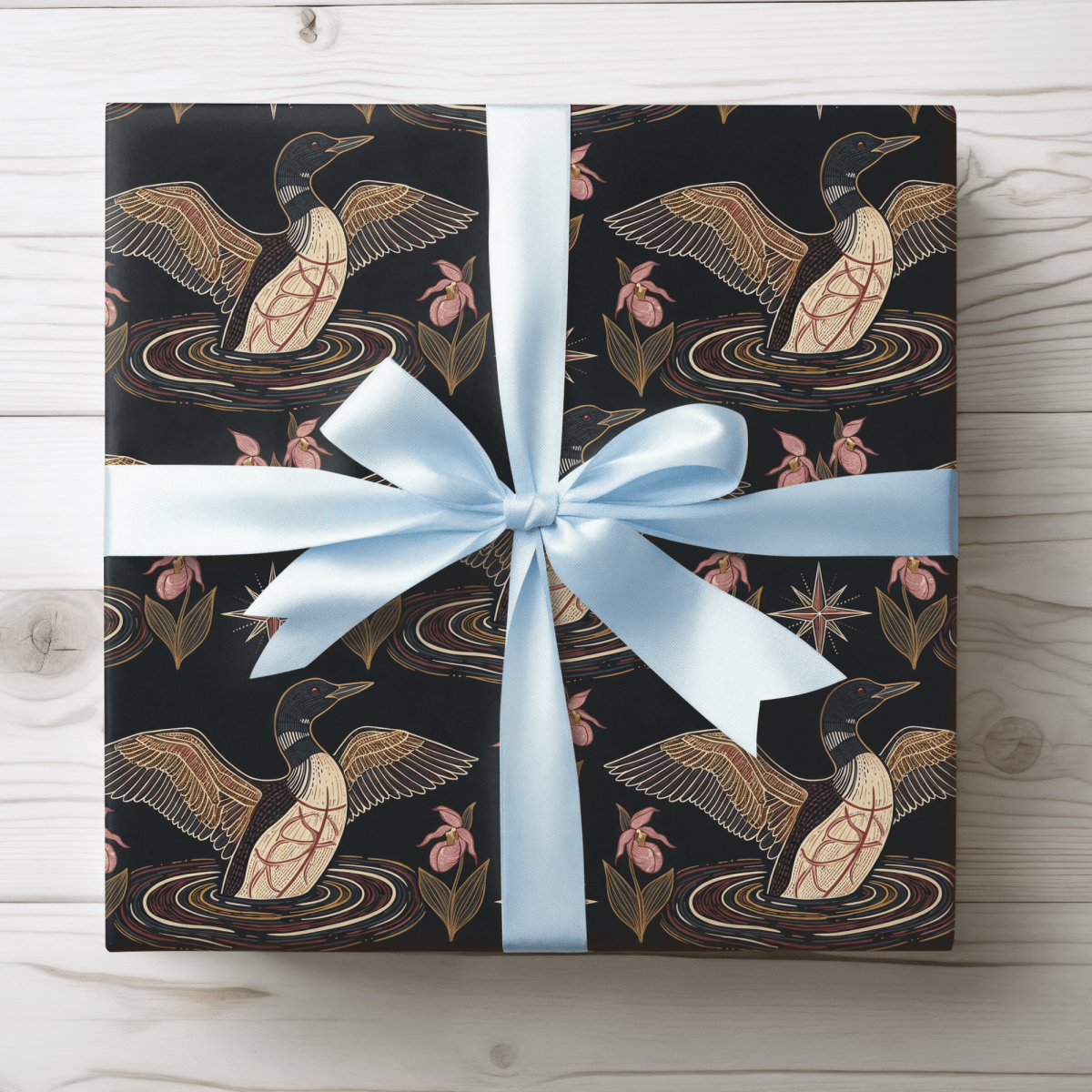 Loon, Lady Slippers and North Star Wrapping Paper