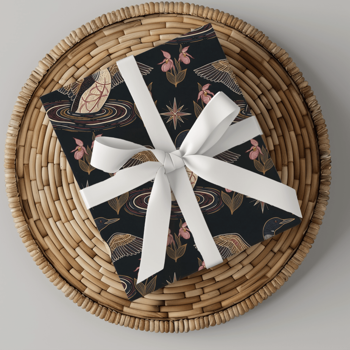 Loon, Lady Slippers and North Star Wrapping Paper