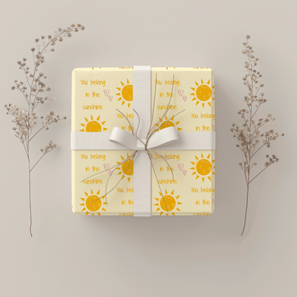 You Belong in the Sunshine Wrapping Paper | Yellow Sun Repeat, Kinder Party Wrap