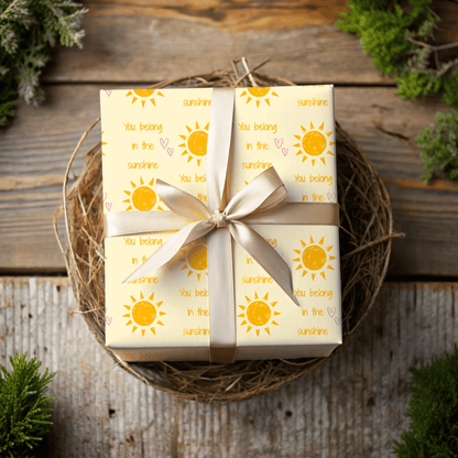 You Belong in the Sunshine Wrapping Paper | Yellow Sun Repeat, Kinder Party Wrap