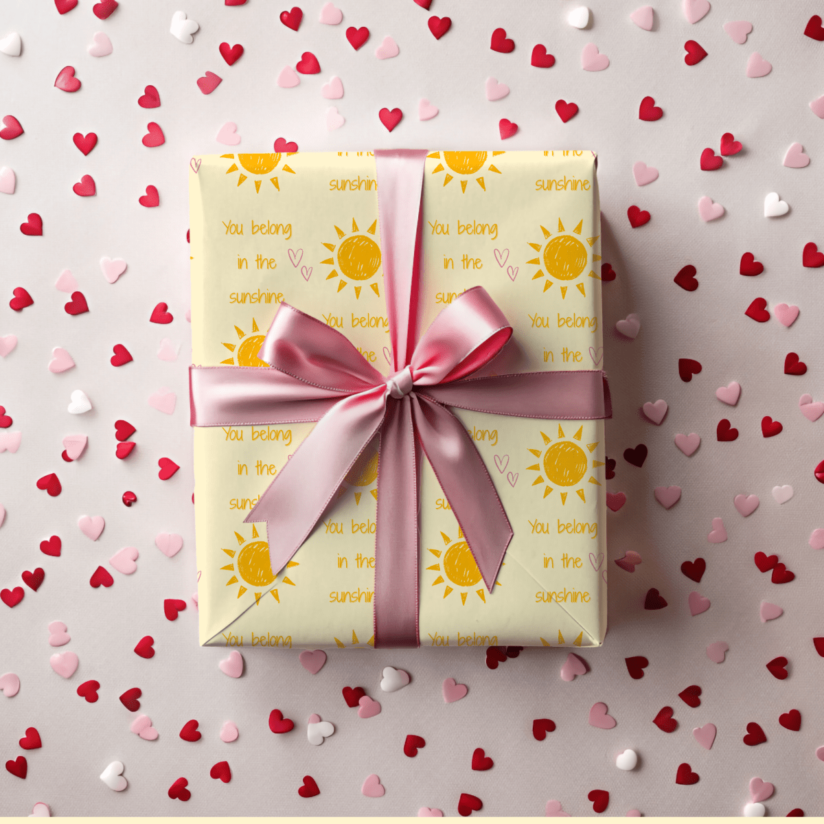 You Belong in the Sunshine Wrapping Paper | Yellow Sun Repeat, Kinder Party Wrap