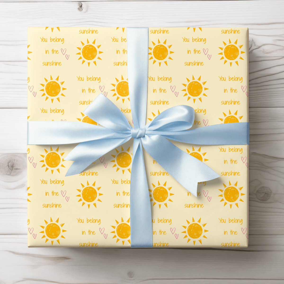 You Belong in the Sunshine Wrapping Paper | Yellow Sun Repeat, Kinder Party Wrap