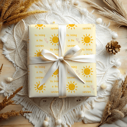 You Belong in the Sunshine Wrapping Paper | Yellow Sun Repeat, Kinder Party Wrap