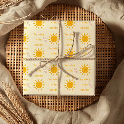 You Belong in the Sunshine Wrapping Paper | Yellow Sun Repeat, Kinder Party Wrap