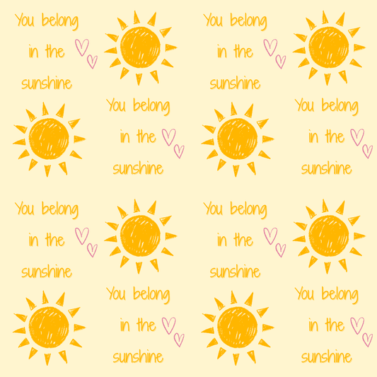 You Belong in the Sunshine Wrapping Paper | Yellow Sun Repeat, Kinder Party Wrap