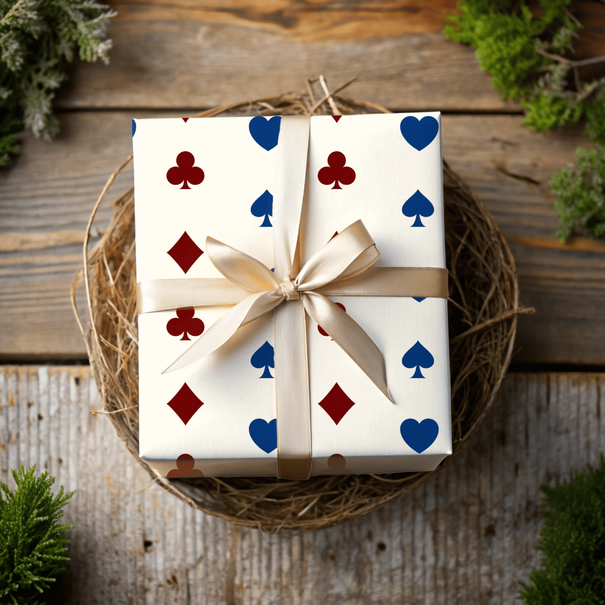 Royal Flush – Whimsical Card Suit Wrapping Paper