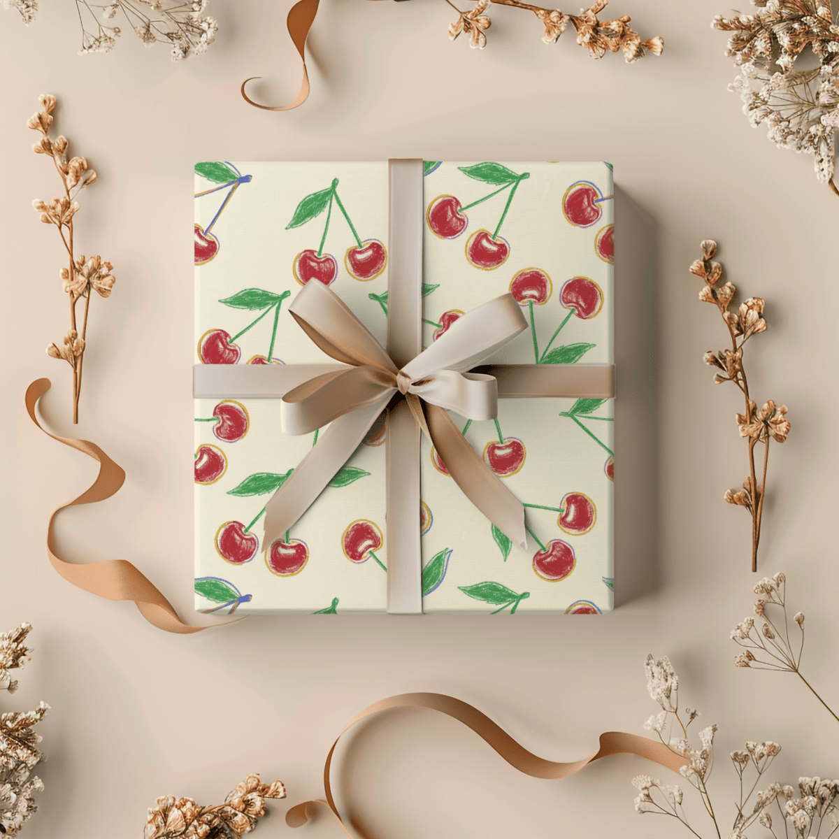 Cherry On Top – Whimsical Vintage Cherry Wrapping Paper