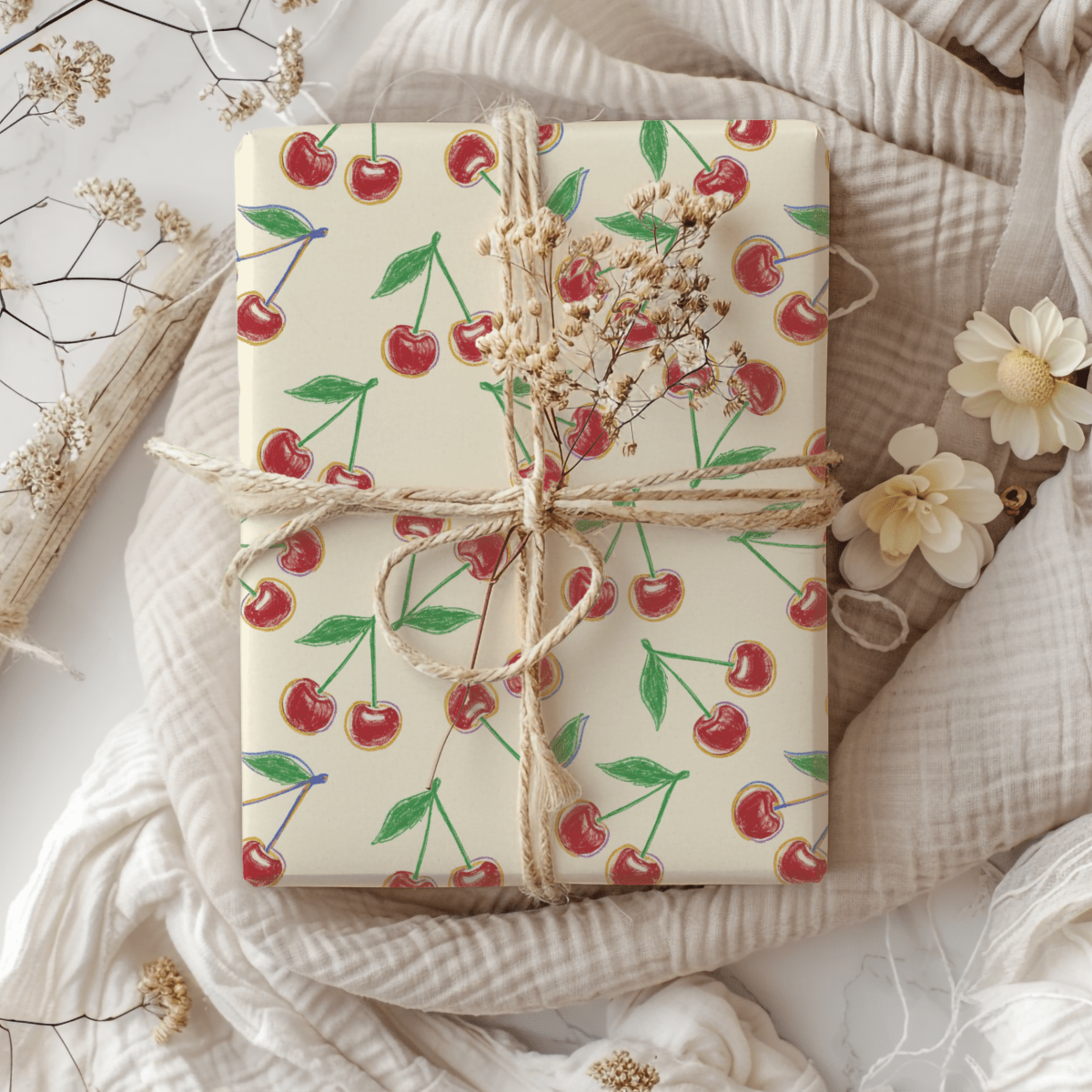 Cherry On Top – Whimsical Vintage Cherry Wrapping Paper
