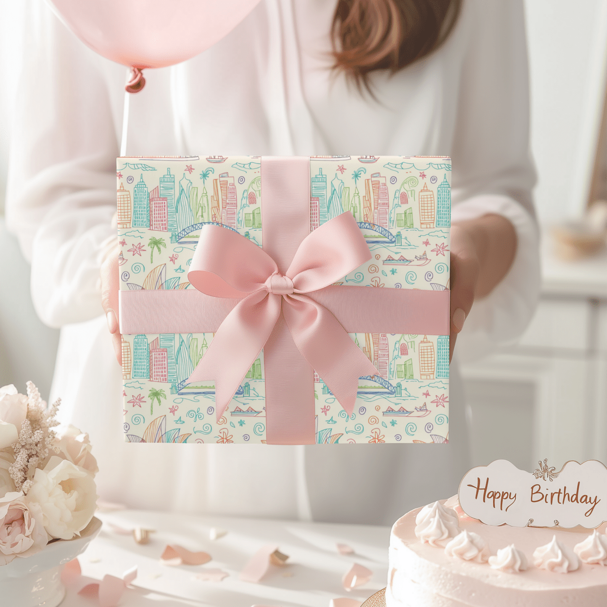 Sydney Sunsets & City Sketches – Whimsical Australia Wrapping Paper
